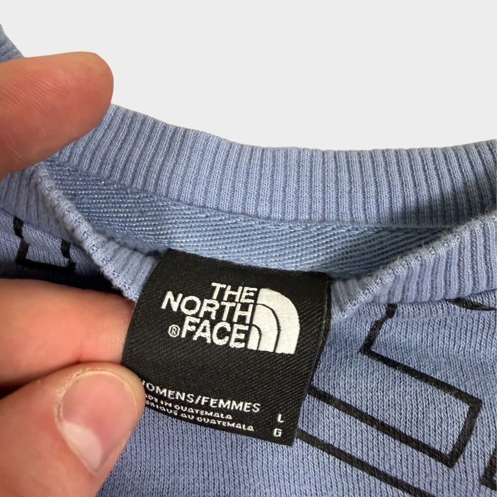 The North Face Womens Large Blue AOP Jumbo All Over Print Logo Sweatshirt Crew L - Picture 8 of 10